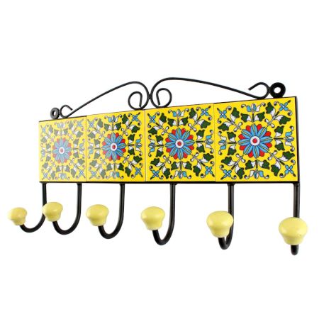 Sunflower Ceramic Tile Hook in Turquoise 